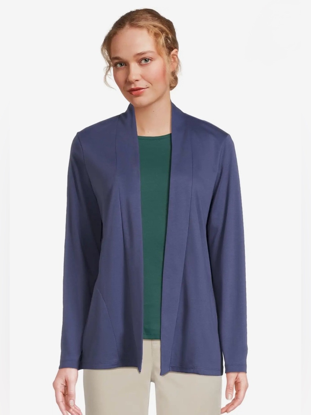 L.L. Bean Pima Cotton Open Cardigan With Pockets Size Medium Dark Twilight Blue
